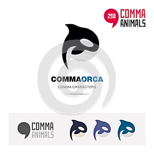 Killer Whale Orcinus Orca animal concept icon set and modern brand identity logo template and app symbol based on comma sign