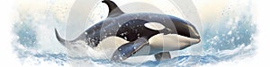 Killer whale, Orcinus orca  on white background
