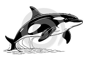 Killer whale sea animal isolated sketch.