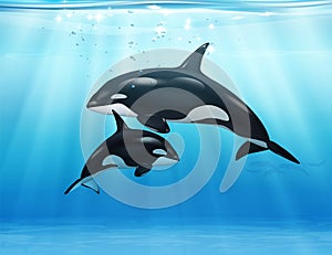 Killer Whale In Sea Realistic Composition