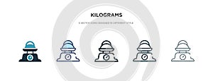 Kilograms icon in different style vector illustration. two colored and black kilograms vector icons designed in filled, outline,