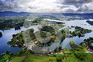 The picturesque Guatape Lake - El Penol - in Antioquia Department, seen from El Penon de Guatape photo