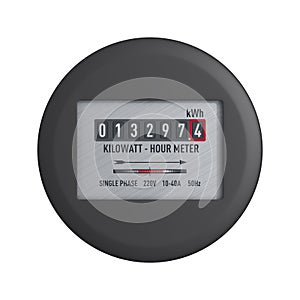 Kilowatt hour electric meter on white background. Isolated 3D illustration