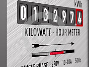 Kilowatt hour electric meter on white background. Isolated 3D illustration