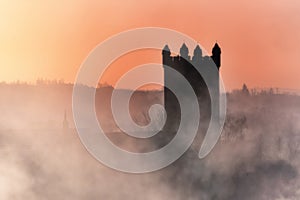 Kilsyth Parish Church in mist