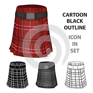 Kilt icon in cartoon style isolated on white background. Scotland country symbol stock vector illustration.