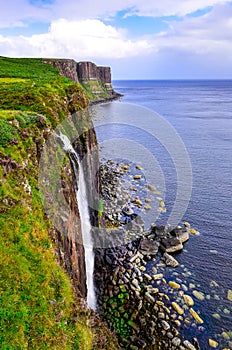 Kilt rock coastline cliff in Scottish highlands