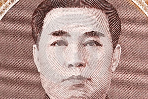 Kim Il Sung a closeup portrait from North Korean money photo