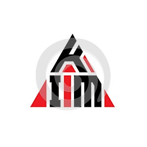 KIM triangle letter logo design with triangle shape. KIM triangle logo design monogram. KIM triangle vector logo template with red