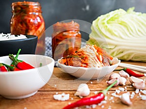 Kimchi, traditional Korean food. photo