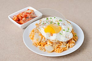 Kimchi fried rice with fried egg on top