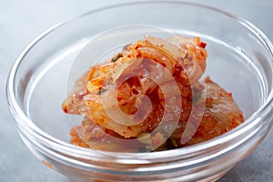 kimchi in glass condiment cup