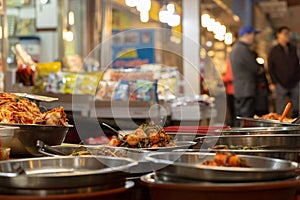 Kimchi stall at Gwangjang market in Korea.