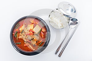 Kimchi stew, kimchi chigae, korean cuisine, kimchi soup with ste