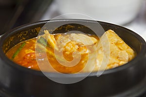 Kimchi stew with seafood korean cuisine