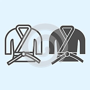 Kimono line and solid icon. Asian martial art costume, judo and karate or other suit with belt. Sport vector design photo