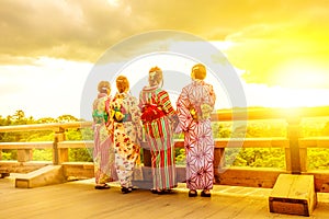 Kimono women in Kiyomizu-dera