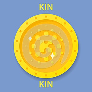 KIN Coin cryptocurrency blockchain icon. Virtual electronic, internet money or cryptocoin symbol, logo photo