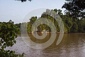 Kinabatangan river flown through a tropical rain forest