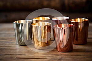kinara candles reflected on a polished wooden table