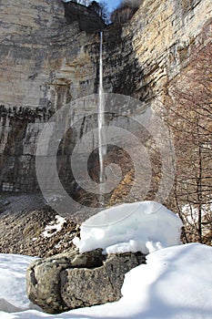 Kinchha waterfall in the canyon of the river Okatse, Georgia.