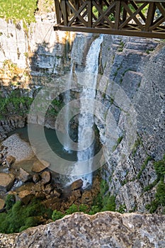 Kinchkha waterfall near Okatse canyon, Imereti, Georgia