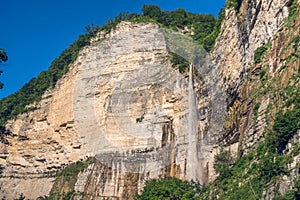 Kinchkha waterfall near Okatse canyon, Imereti, Georgia