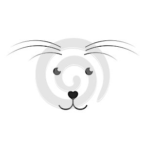 Kind dog with long eyelashes. Animal face, cute kawaii avatar. Flat vector illustration isolated on white