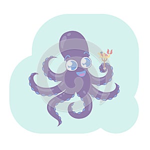 Kind octopus wants to eat fish