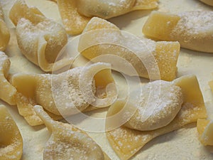 A kind of ravioli, casoncelli, home made traditional food of the Bergamo area, Italy. Delicious Italian food