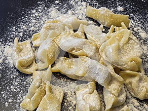 A kind of ravioli, casoncelli, home made traditional food of the Bergamo area, Italy. Delicious Italian food