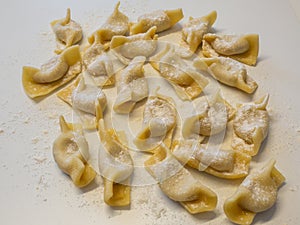 A kind of ravioli, casoncelli, home made traditional food of the Bergamo area, Italy. Delicious Italian food