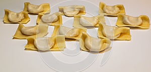 A kind of ravioli, casoncelli, home made traditional food of the Bergamo area, Italy. Delicious Italian food