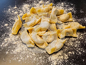 A kind of ravioli, casoncelli, home made traditional food of the Bergamo area, Italy. Delicious Italian food