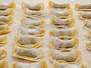 A kind of ravioli, casoncelli, home made traditional food of the Bergamo area, Italy. Delicious Italian food