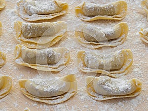A kind of ravioli, casoncelli, home made traditional food of the Bergamo area in Italy. Delicious Italian food