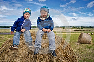 Children on hay bales