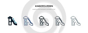 Kindergarden icon in different style vector illustration. two colored and black kindergarden vector icons designed in filled,