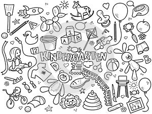 Kindergarten colorless set vector