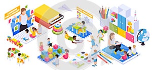 Kindergarten Online Isometric Composition