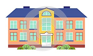 Kindergarten or school building cartoon flat style vector illustration isolated on white background