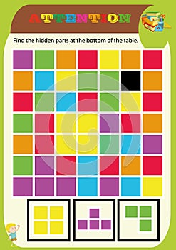 Kindergarten symbol work.geometric shapes.Sudoku for kids with colorful geometric figures. Game for preschool kids, training logic
