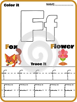 Kindergarten Tracing Letters Worksheets ,Letter F Trace and Color