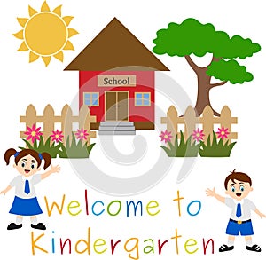 Kindergarten Welcoming to School Illustration