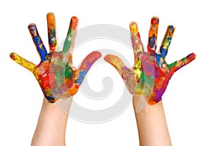 Kindergartner Rainbow Hand Painting Painted Hands