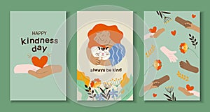Kindness cards set in flat design