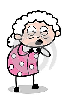 Kindness - Old Cartoon Granny Vector Illustration