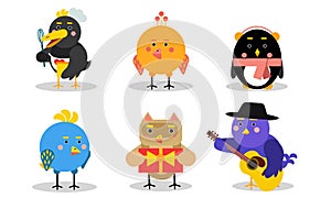 Kinds Of Baby Birds Vector Illustrations Set Cartoon Character