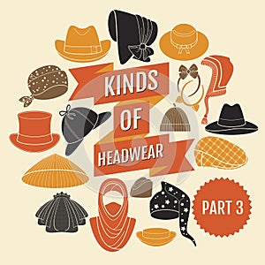 Kinds of headwear. Part 3