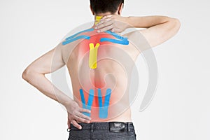 Kinesio tape, kinesiology taping on human back